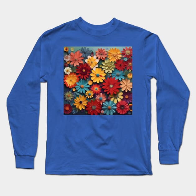 Colourful flowers drawing Long Sleeve T-Shirt by Spaceboyishere